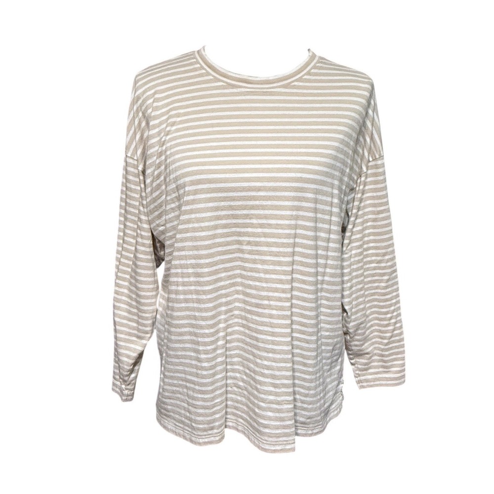 AYR The French Fry Tee L Striped Peruvian Pima Cotton Shirt Beige